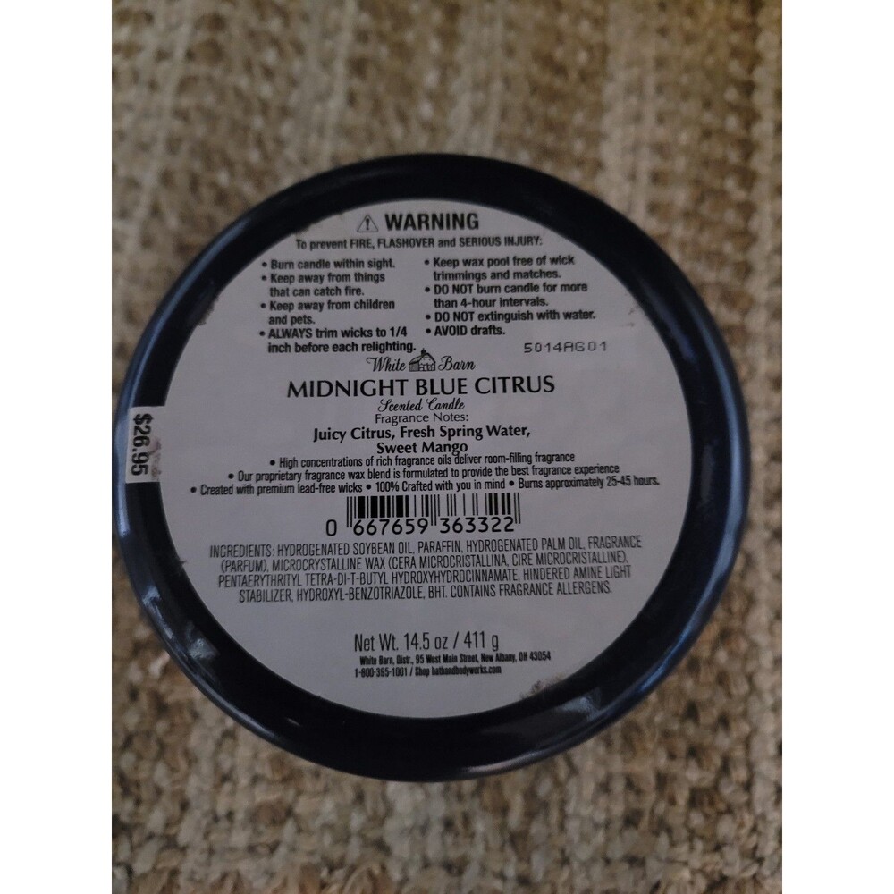 Midnight Blue Citus - Bath and Body Works 3-Wick Candle - Picture 3 of 3
